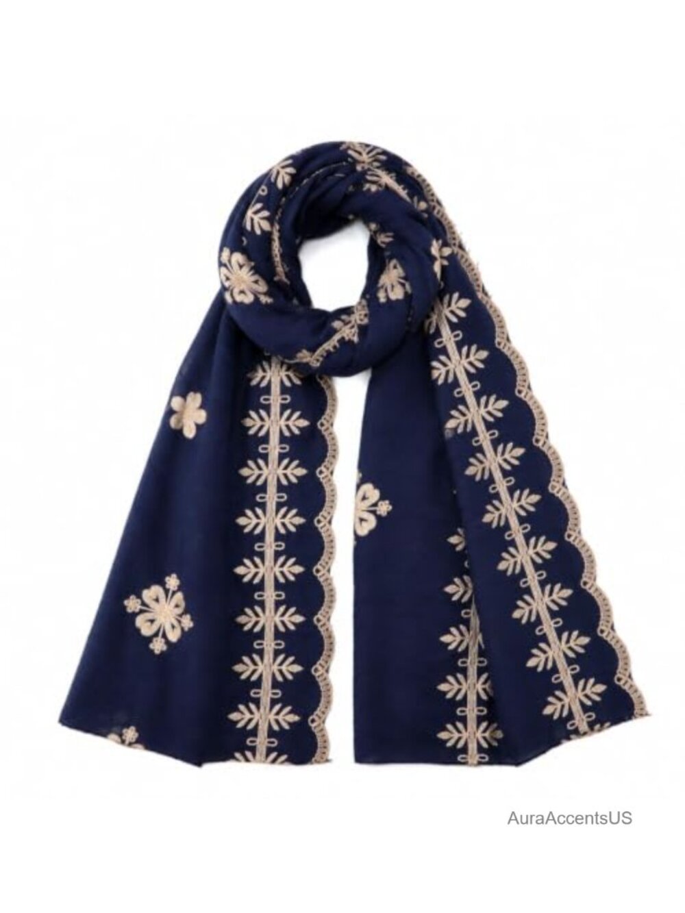 Floral Embroidered Shawl Wrap Pashmina Scarf All-Season Women